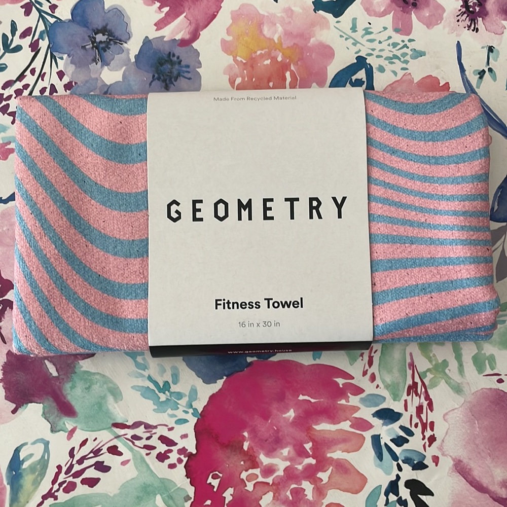 Geometry Pink and Blue Striped Fitness Towel